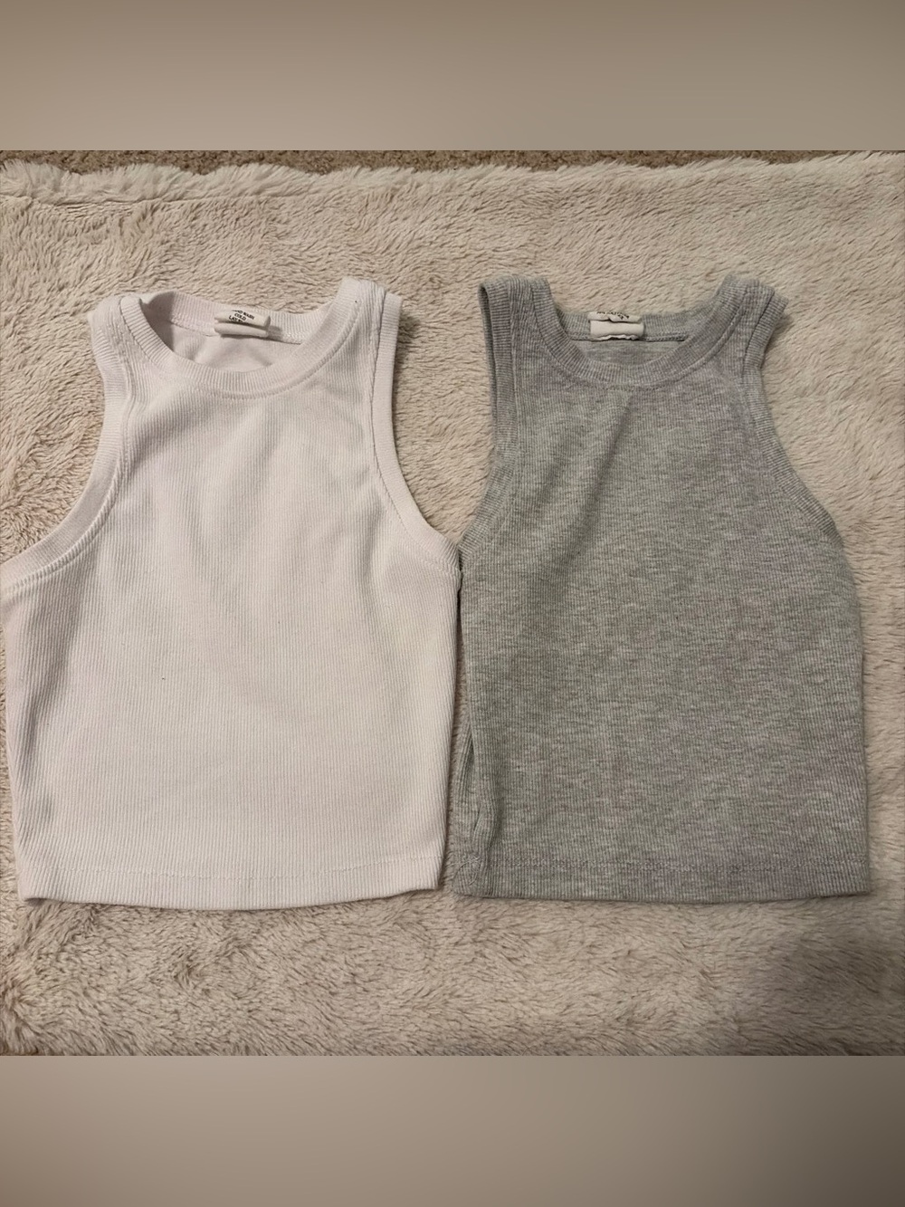 2pk Tilly’s Ribbed Tank Top - White & Light Gray
